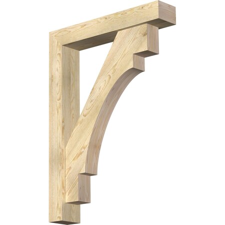 Ekena Millwork Merced Block Rough Sawn Bracket w/ Offset Brace, Douglas Fir, 6"W x 32"D x 44"H BKT0604X32X44MRC05RDF